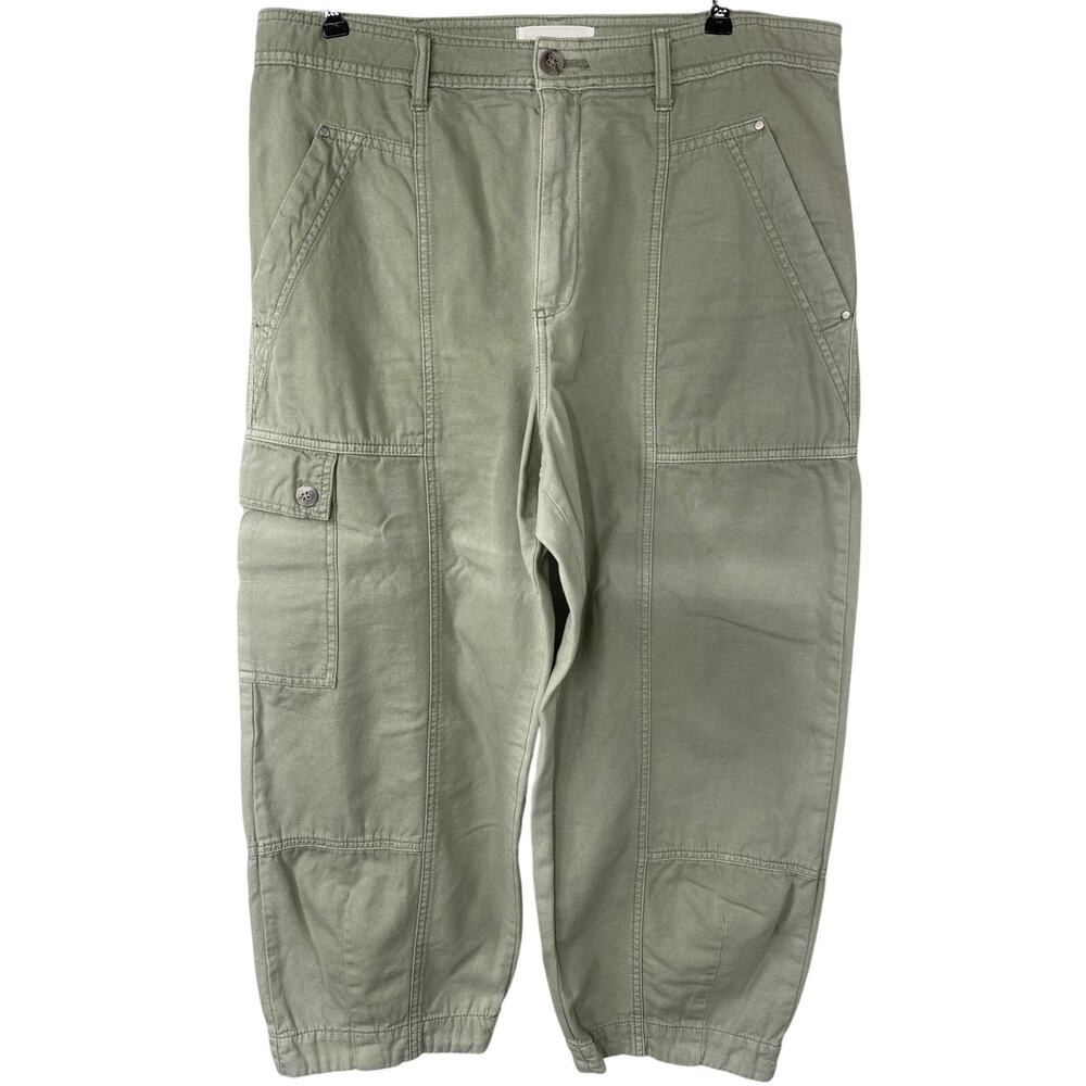 Anthropologie 100% Cotton Carson Utility Barrel Pants, Size 14